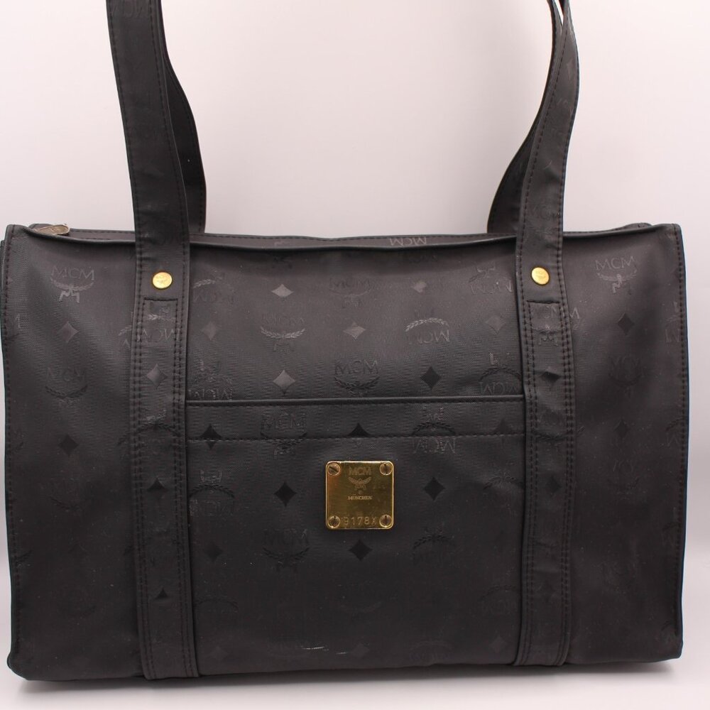 MCM Black Visetos Shopper Bag